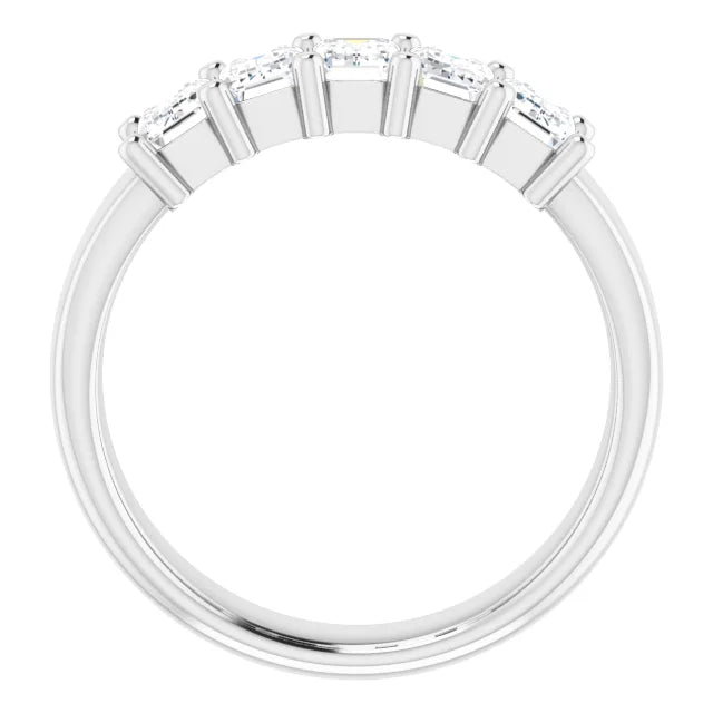 Five Stone Emerald Cut Moissanite Anniversary Band