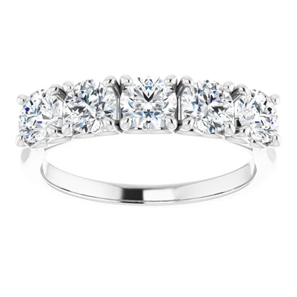 Five Stone Round Brilliant Moissanite Anniversary Band