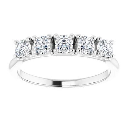 Five Stone Cushion Cut Moissanite Anniversary Band