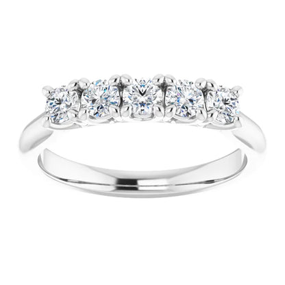Five Stone Round Brilliant Moissanite Anniversary Band