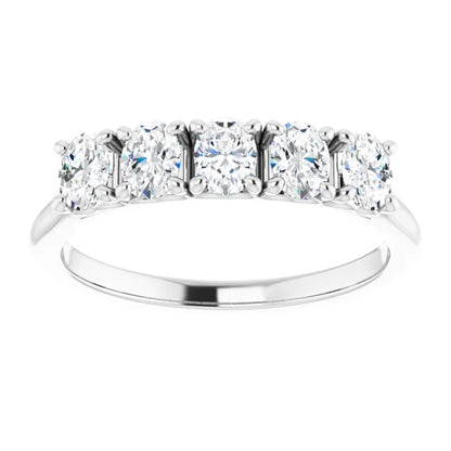 Five Stone Oval Cut Moissanite Anniversary Band