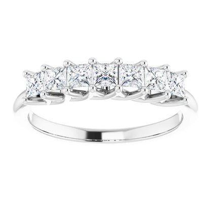 Seven Stone Princess Cut Moissanite Anniversary Band