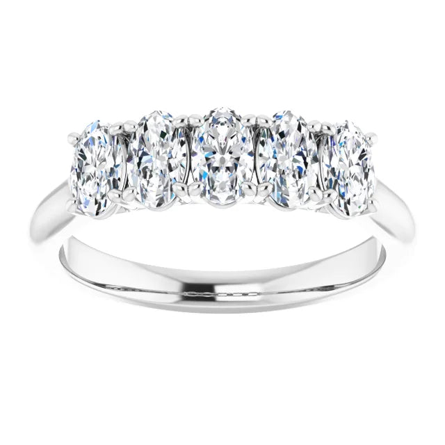 Five Stone Oval Cut Moissanite Anniversary Band