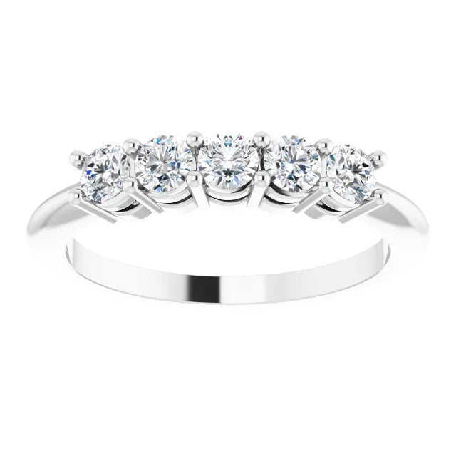 Five Stone Round Brilliant Moissanite Anniversary Band