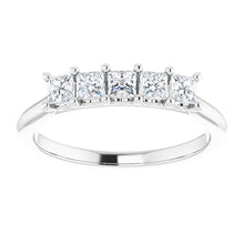 Five Stone Princess Cut Moissanite Anniversary Band