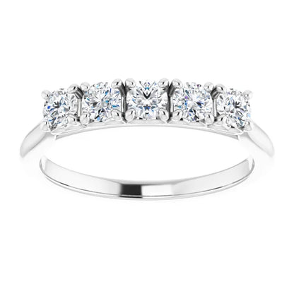 Five Stone Round Brilliant Moissanite Anniversary Band