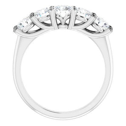 Five Stone Round Brilliant Moissanite Anniversary Band