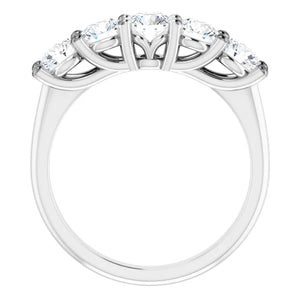 Five Stone Round Brilliant Moissanite Anniversary Band