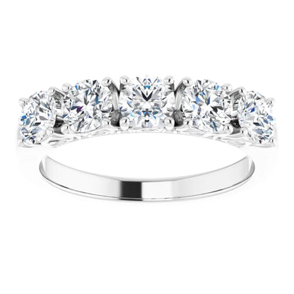 Five Stone Round Brilliant Moissanite Anniversary Band