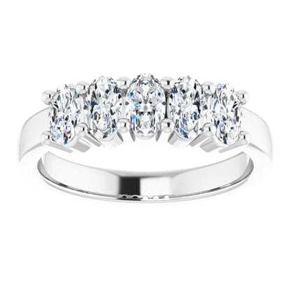 Five Stone Oval Cut Moissanite Anniversary Band