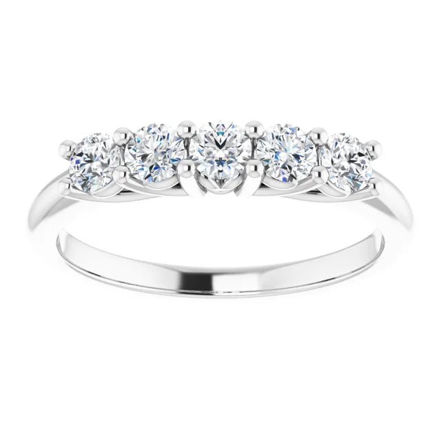 Five Stone Round Brilliant Moissanite Anniversary Band