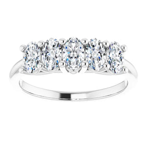 Five Stone Oval Cut Moissanite Anniversary Band