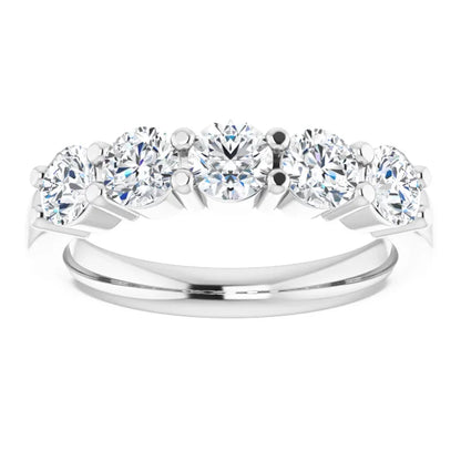 Five Stone Round Brilliant Moissanite Anniversary Band