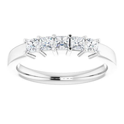 Five Stone Princess Cut Moissanite Anniversary Band