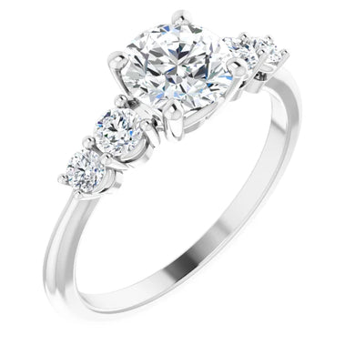 Round Brilliant Multi Stone Accent Style Engagement Ring
