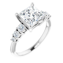 Princess Multi Stone Accent Style Engagement Ring