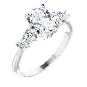 Oval Multi Stone Accent Style Engagement Ring