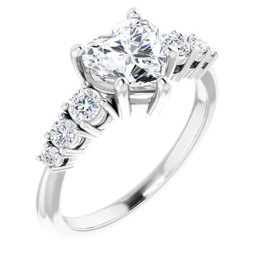 Heart Multi Stone Accent Style Engagement Ring