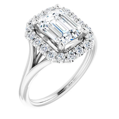 Emerald Halo Style Engagement Ring