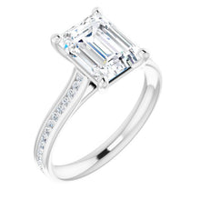 Emerald Diamond Band Engagement Ring