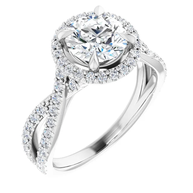 Round Brilliant Twist Halo Style Engagement Ring