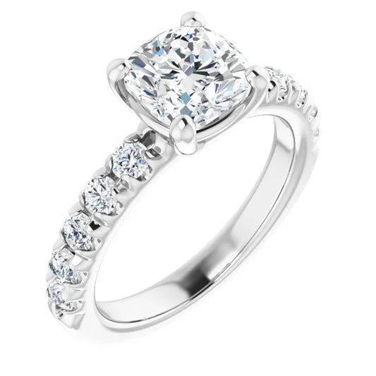 Cushion Four Claw Set Style Engagement Ring