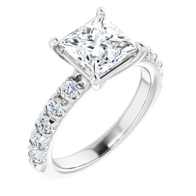 Princess Four Claw Set Style Engagement Ring