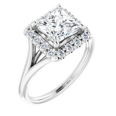 Princess Halo Style Engagement Ring