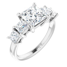 Princess Multi Stone Accent Style Engagement Ring