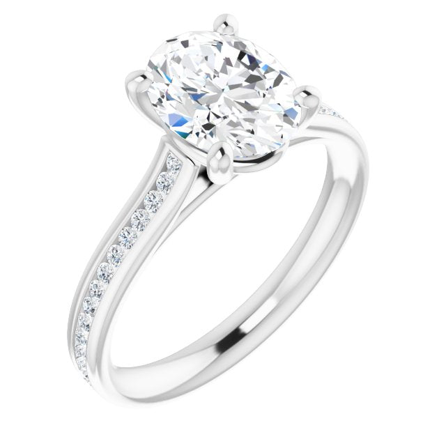 Oval Diamond Band Engagement Ring