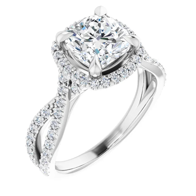 Cushion Twist Halo Style Engagement Ring I Heart Moissanites