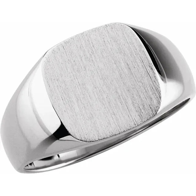 Mens silver square signet ring deals