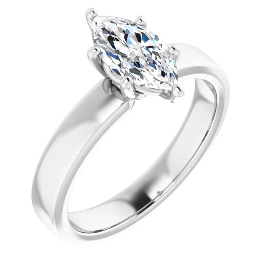 Marquise Wide Band Solitaire Engagement Ring