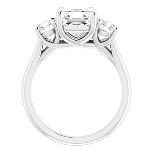 Asscher Accent Engagement Ring