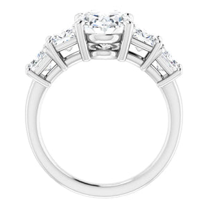 Oval Multi Stone Accent Style Engagement Ring