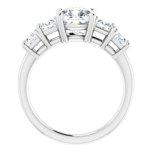 Cushion Multi Stone Accent Style Engagement Ring