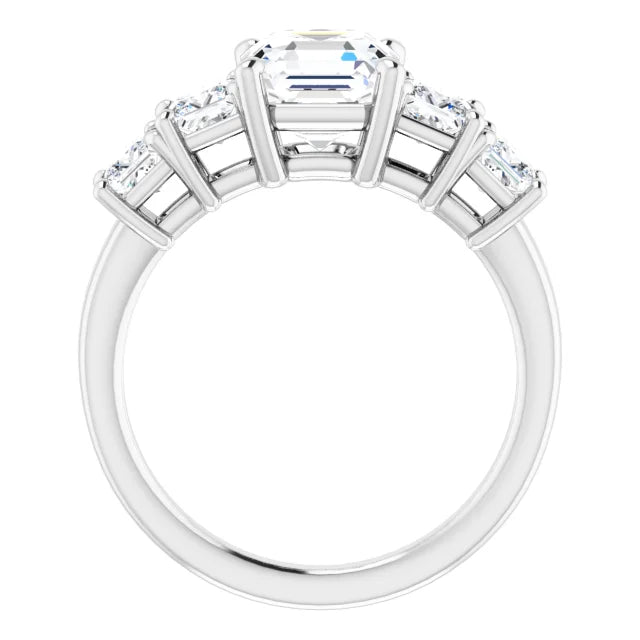 Asscher Multi Stone Accent Style Engagement Ring