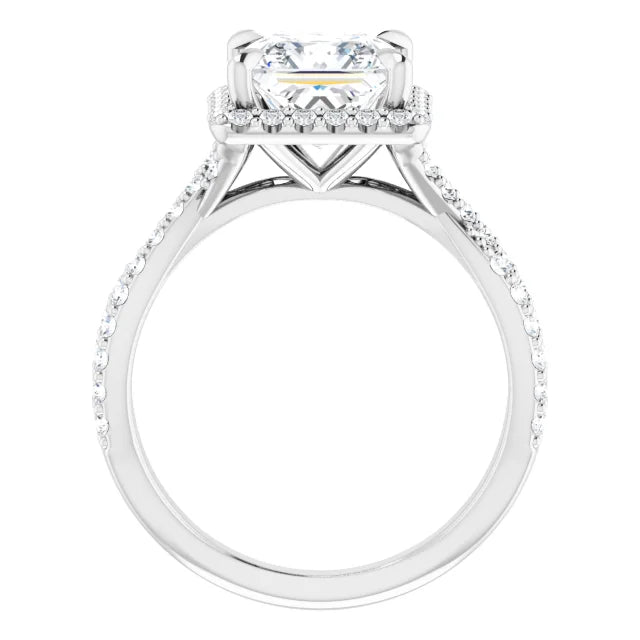 Princess Twist Halo Style Engagement Ring