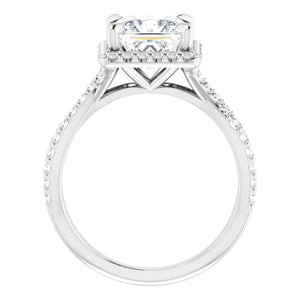Princess Twist Halo Style Engagement Ring