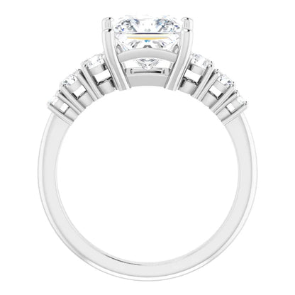 Princess Multi Stone Accent Style Engagement Ring