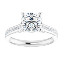 Cushion & Diamond Band Engagement Ring