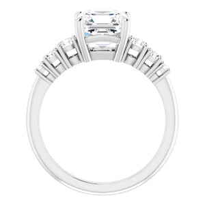 Asscher Multi Stone Accent Style Engagement Ring