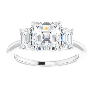Asscher Accent Engagement Ring