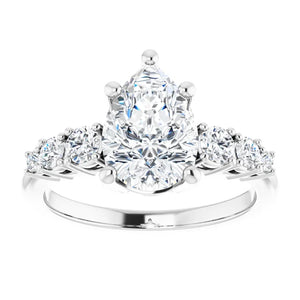 Pear Multi Stone Accent Style Engagement Ring