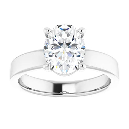 Oval Wide Band Solitaire Engagement Ring