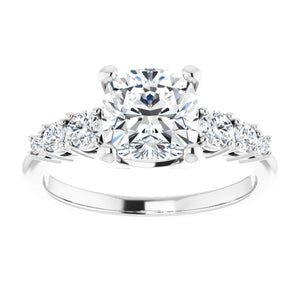 Cushion Multi Stone Accent Style Engagement Ring