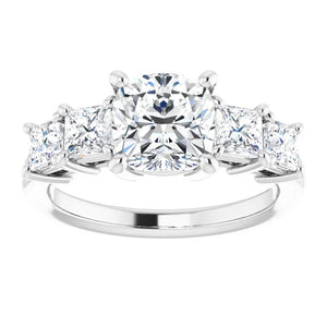Cushion Multi Stone Accent Style Engagement Ring