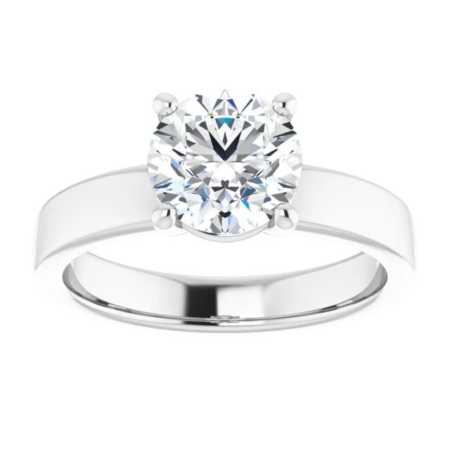 Round Brilliant Wide Band Solitaire Engagement Ring