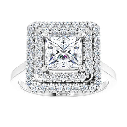 Princess Double Halo Style Engagement Ring