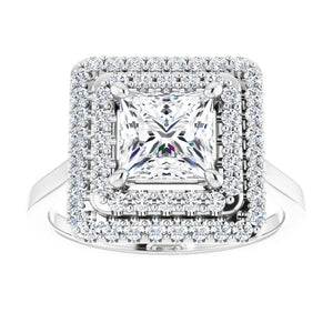 Princess Double Halo Style Engagement Ring